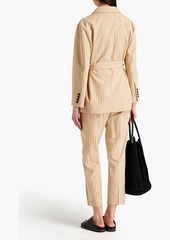 Maje - Pinstriped cotton and linen-blend blazer - Neutral - FR 36