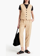 Maje - Pinstriped cotton and linen-blend vest - Neutral - FR 40