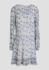 Maje - Pleated floral-print georgette mini dress - Blue - FR 36