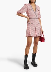 Maje - Pleated metallic cotton-blend tweed mini dress - Red - FR 40