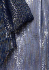 Maje - Pussy-bow metallic silk-blend chiffon blouse - Blue - 3
