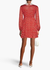 Maje - Gathered printed jacquard mini dress - Red - FR 40