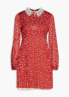 Maje - Gathered printed jacquard mini dress - Red - FR 36
