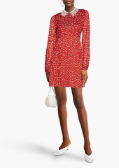 Maje - Gathered printed jacquard mini dress - Red - FR 40