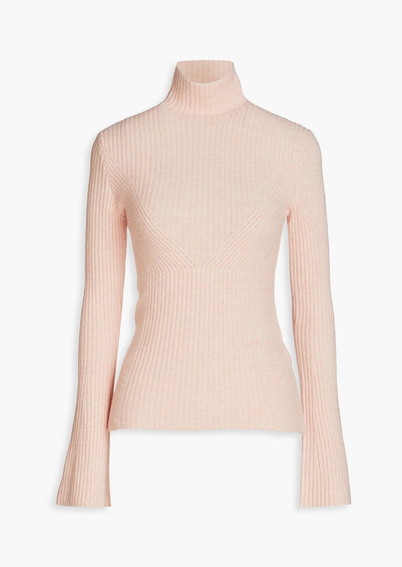 Maje - Ribbed-knit turtleneck sweater - Pink - 2