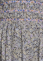 Maje - Gathered floral-print cotton-voile midi dress - Blue - FR 34