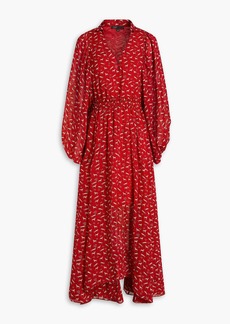 Maje - Gathered printed crepe maxi dress - Red - FR 34