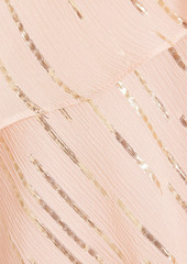 Maje - Ruffled metallic silk-blend crepon midi dress - Pink - FR 34