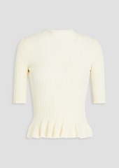 Maje - Ruffled ribbed-knit top - White - 2