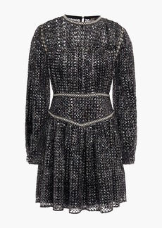 Maje - Sequined printed chiffon mini dress - Black - FR 40