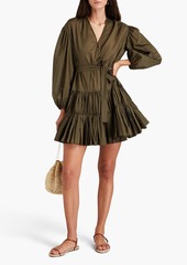 Maje - Tiered cotton-voile mini dress - Green - FR 40