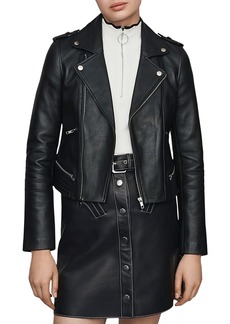 Maje Basalt Leather Moto Jacket