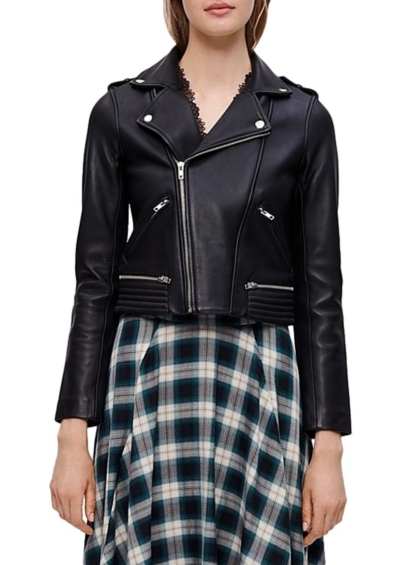 Maje Basaltm Leather Biker Jacket