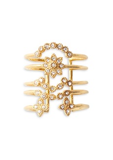 Maje Crystal Multirow Cuff Statement Ring