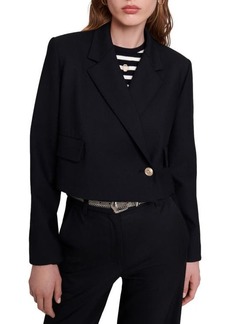 maje Double Breasted Straight Cut Crop Jacket