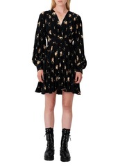 maje Floral Long Balloon Sleeve Dress in Multicolor at Nordstrom