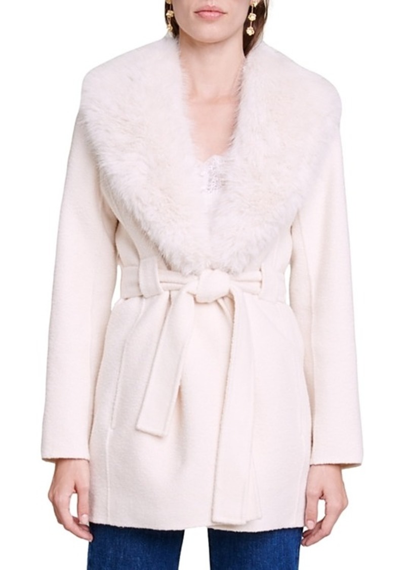 Maje Galaxyo Faux Fur Collar Coat