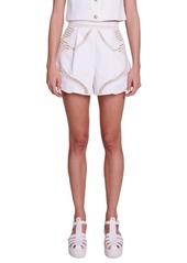 maje Ipiany Flat Front Crochet Trim Cotton Shorts