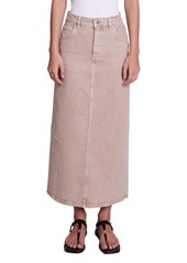 maje Jextran Denim Midi Skirt