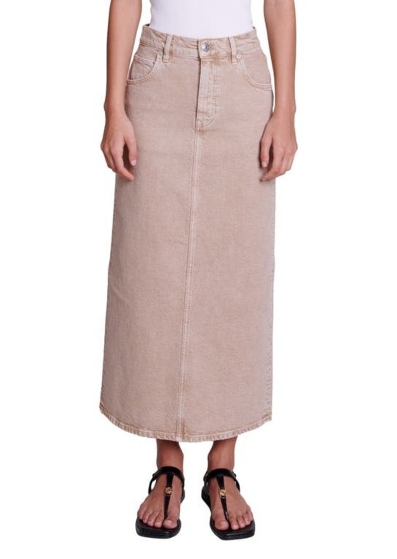 maje Jextran Denim Midi Skirt