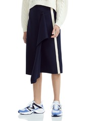 Maje Jidaia Striped Drape Detail Midi Skirt