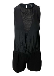 Maje Jumpsuit with V-neck Detail in Black Silk