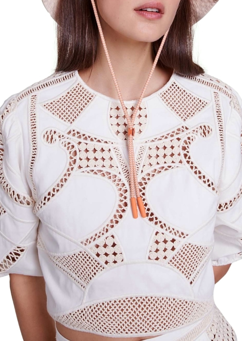 Maje Liany Cotton Embroidered Top