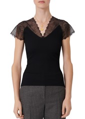 Maje Lilio Lace Trim Top