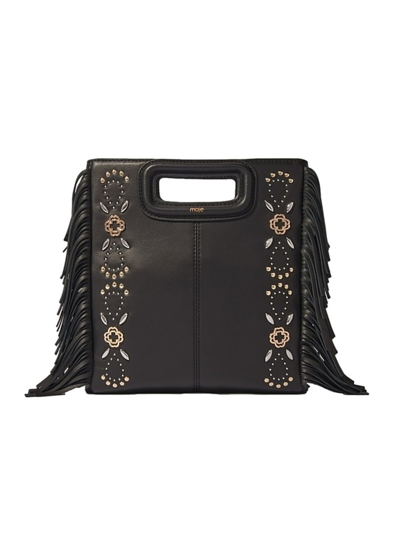 Maje M Fringe Leather Crossbody Bag