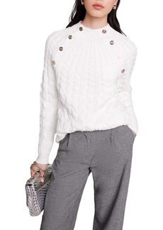 Maje Marnety Button Trim Cable Knit Sweater