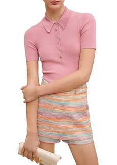 Maje Moliane Shimmer Knit Polo Shirt