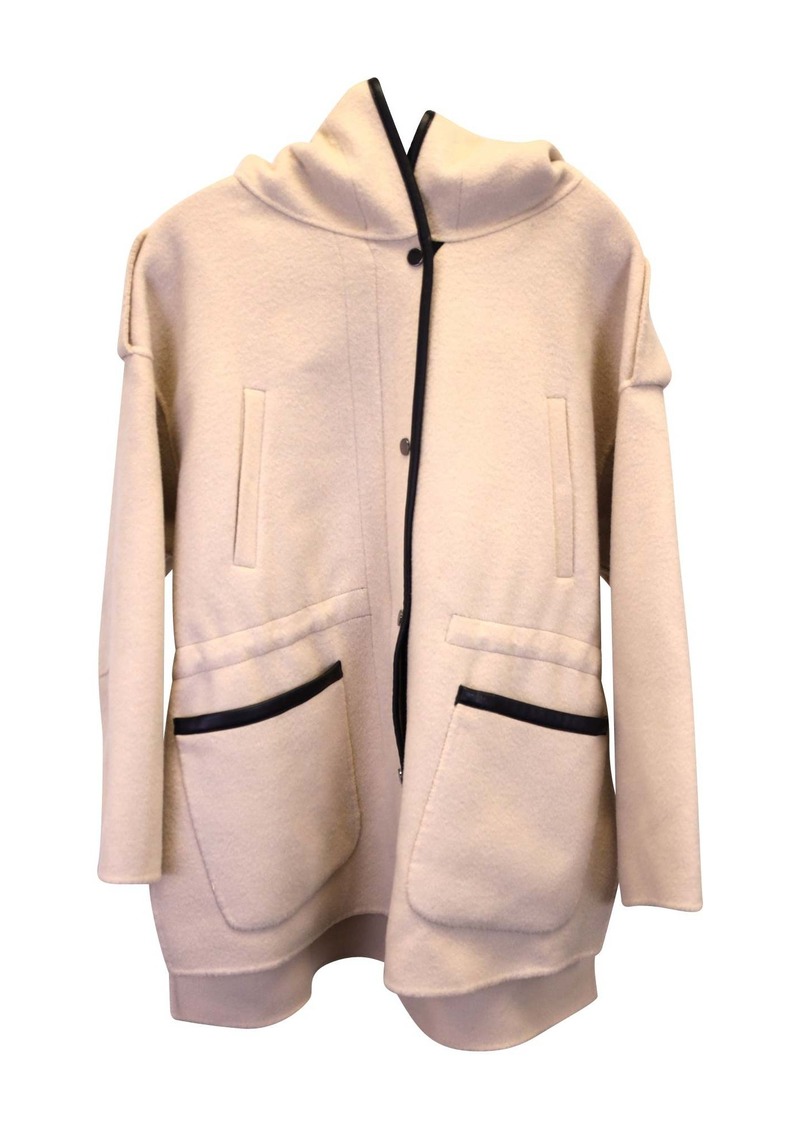 Maje Oversized Double-Faced Coat in Beige Wool