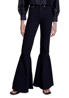 Maje Paflencono High Rise Bell Bottom Jeans in Black