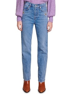 Maje Pagody 90s Low Rise Straight Leg Jeans in Blue