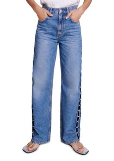 Maje Perline High Rise Straight Jeans in Blue