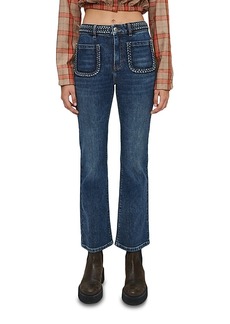 Maje Platano Mid Rise Flared Jeans in Blue