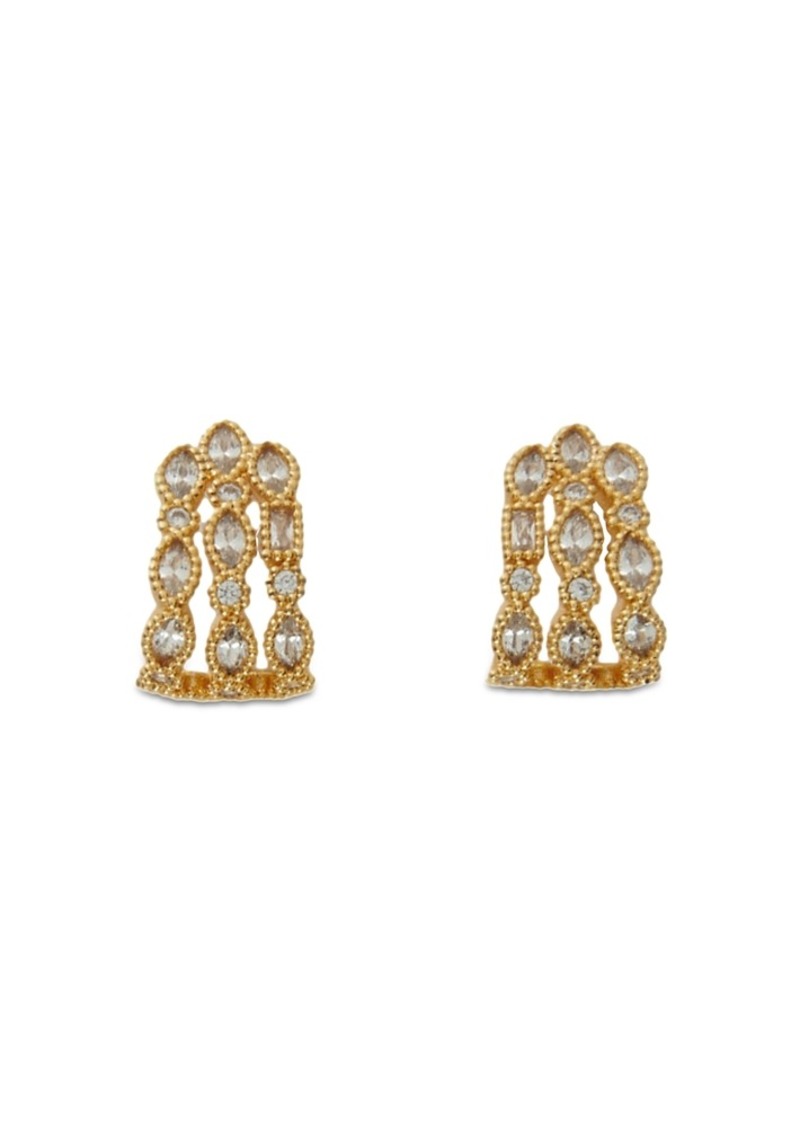 Maje Rhinestone Triple Row Curved Earrings