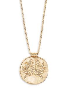 Maje Rhinestone Zodiac Pendant Necklace in Gold Tone, 26.5-29.5