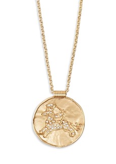 Maje Rhinestone Zodiac Pendant Necklace in Gold Tone, 26.5-29.5