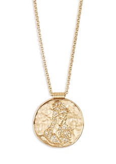 Maje Rhinestone Zodiac Pendant Necklace in Gold Tone, 26.5-29.5