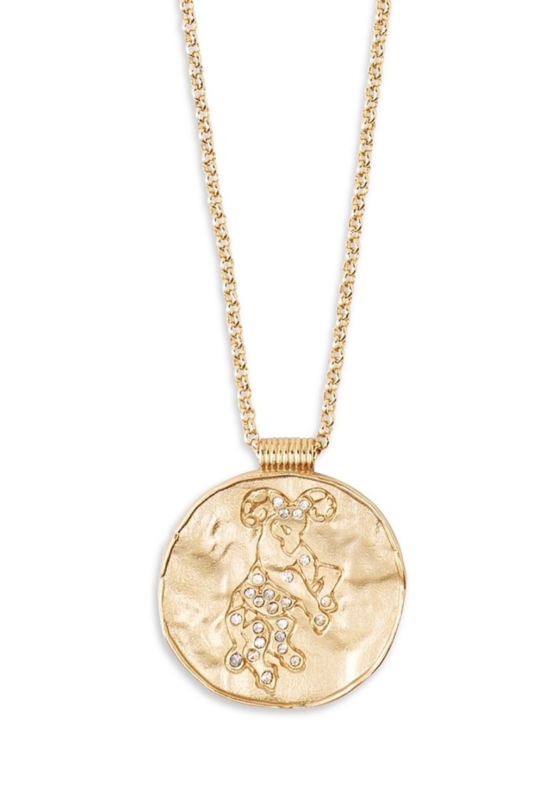 Maje Rhinestone Zodiac Pendant Necklace in Gold Tone, 26.5-29.5