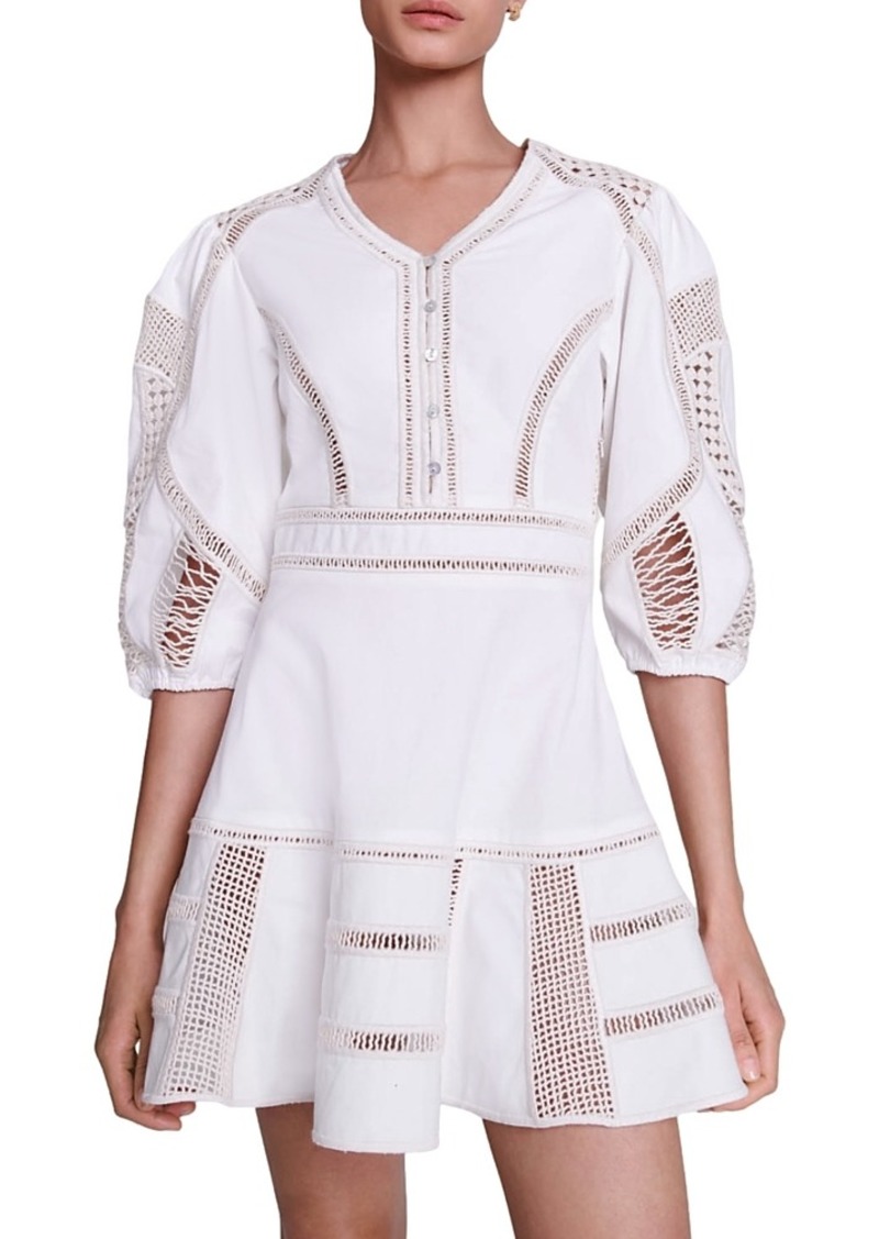 Maje Riany Cotton Embroidered Dress