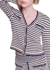 Maje Striped Knit Cardigan Sweater