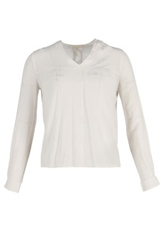 Maje V-Neck Blouse in White Silk