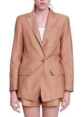 Maje Vostan Linen Blend Single Breasted Blazer