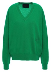 Maje Woman Manon Embroidered Cashmere Sweater Green