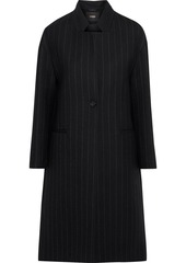 Maje Woman Gremi Pinstriped Wool-blend Gabardine Coat Black
