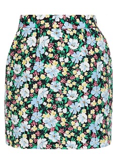Maje - Floral-print crepe mini skirt - Green - FR 36
