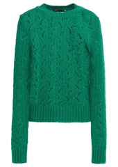 Maje Woman Monou Brushed Open-knit Sweater Green