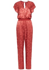 Maje - Wrap-effect satin-jacquard jumpsuit - Red - FR 34